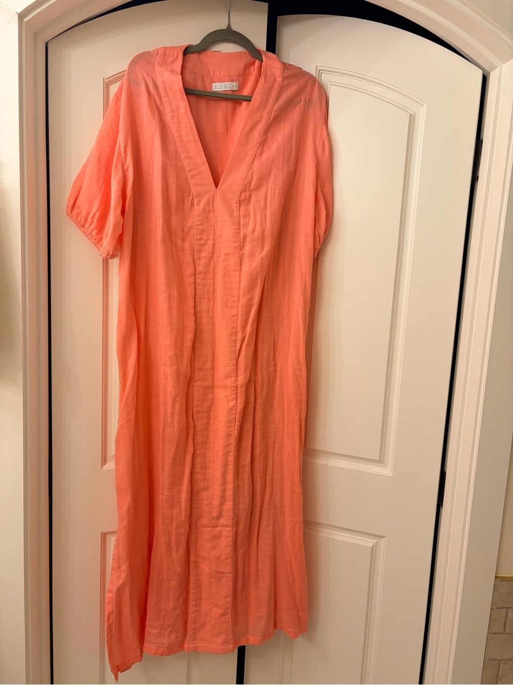 Coral Gauze Caftan Maxi Dress - Picture 2 of 5